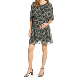 Maternal America ruffle overlay nursing dress L